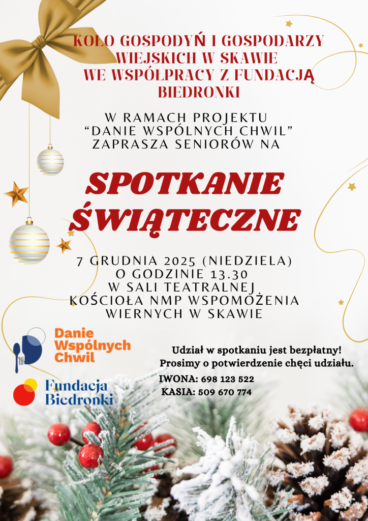 Zapraszamy na kolejne spotkanie dla seniorów w niedzielę 7 grudnia